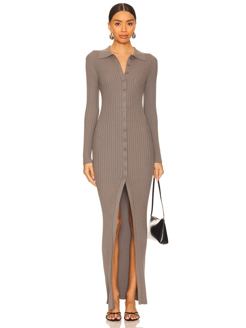 Pretty little thing ribbed button front maxi dress